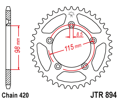 Kettenrad Stahl 46 48 50 Zähne (420) passend für KTM SX 60 65