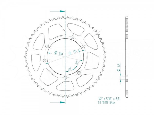 Kettenrad Stahl 46 48 52 Zähne (420) passend für Gilera Surfer Zulu GSM H@K / Peugeot XP6