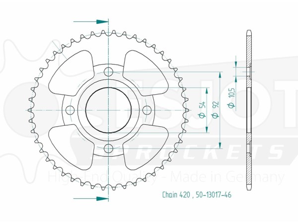 Kettenrad Stahl 46 47 60 Zähne (420) passend für MBK 50 X-Power / Yamaha TZR 50