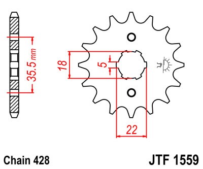 Kettenritzel 14 Zähne (428) passend für Yamaha TW125 TW200 YS125