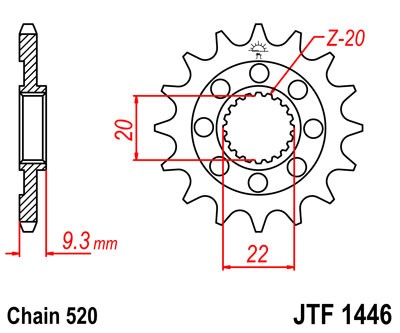 Ritzel Kettenritzel mit Schlammnuten 13 14 Zähne (520) passend für Kawasaki KX250F