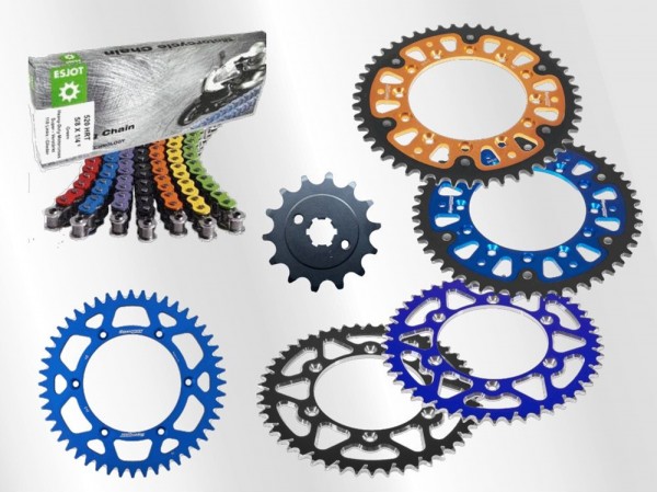 Esjot Kettensatz passend für Yamaha YZ 125 (Bj.22-24) 520HRT Crosskette Stahl Alu Stealth blau