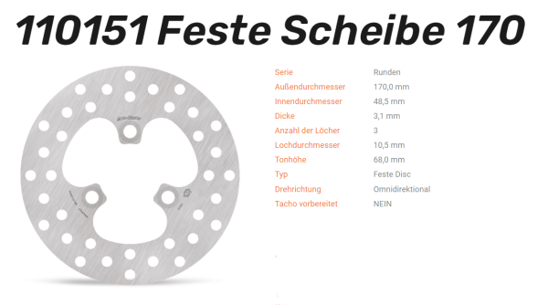 Moto-Master Bremsscheibe Round Disc-Serie vorne passend für Kawasaki / Suzuki - 110151