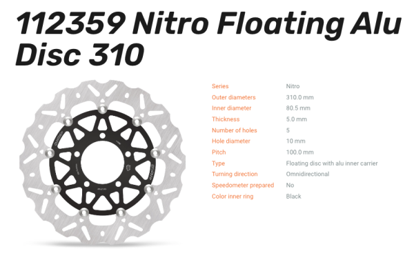 Moto-Master Bremsscheibe Nitro Floating Alu-Disc vorne passend für Kawasaki - 112359