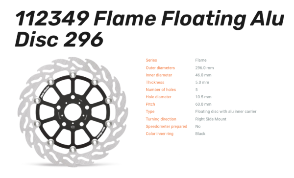 Moto-Master Bremsscheibe Flame Floating-Alu Disc vorne passend für Honda - 112349