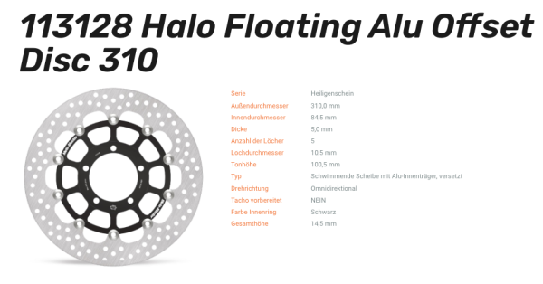 Moto-Master Bremsscheibe Floating-Alu Offset Halo-Serie passend für Triumph - 113128