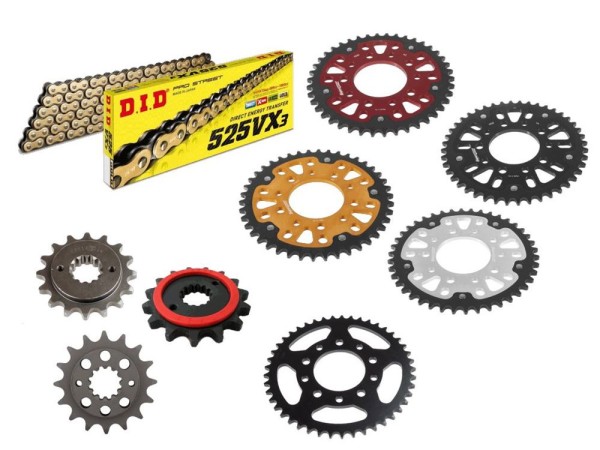 DID Kettensatz passend für Honda XRV 750 Africa Twin RD04 (Bj.90-92) DID525VX3 Kette
