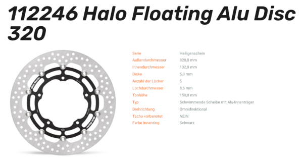 Moto-Master Bremsscheibe Floating-Alu Halo-Serie passend für Yamaha - 112246