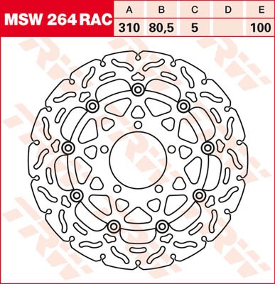 TRW Lucas Racing Bremsscheibe schwimmend vorn MSW 264 RAC mit ABE passend für Kawasaki ZX-10R 1000 ,