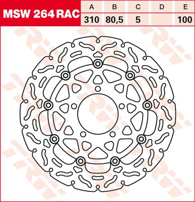 TRW Lucas Racing Bremsscheibe schwimmend vorn MSW 264 RAC passend für Kawasaki ZX-6R 636 Ninja ABS B