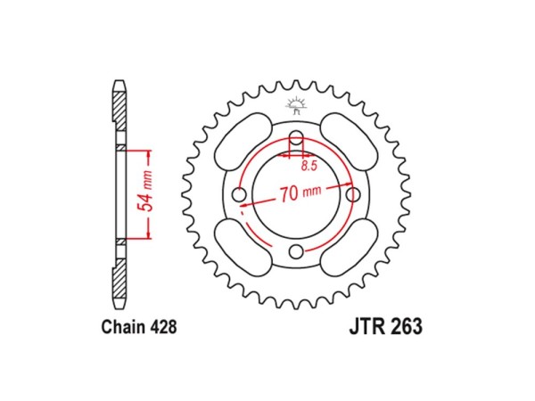Kettenrad Stahl 34 bis 45 Zähne (428) passend für FK Motors / Honda CT 110