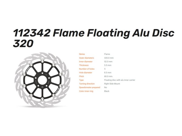 Moto-Master Bremsscheibe Flame floating Racing 5.5 vorn passend für KTM 890 Duke - 112342 rechts