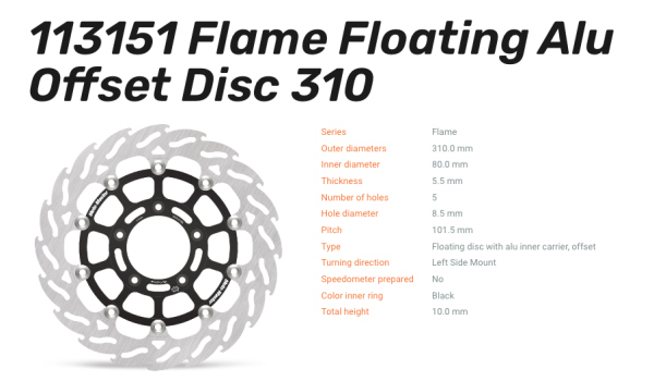 Moto-Master Bremsscheibe Floating-Alu Offset Racing-Serie Flame passend für MV Agusta - 113151