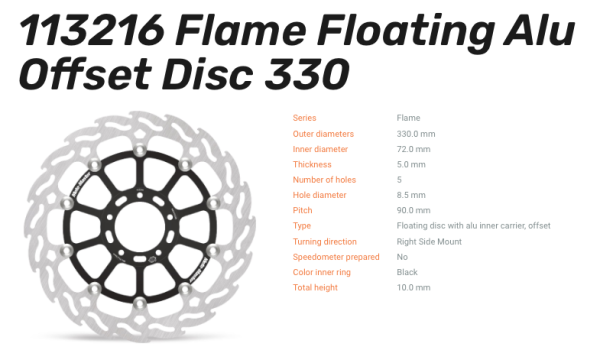 Moto-Master Bremsscheibe Flame Floating-Alu Disc Offset vorne passend für BMW - 113210