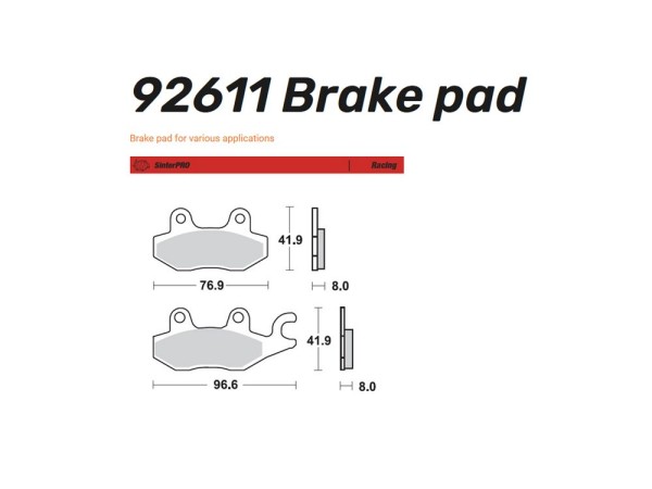 Moto-Master Bremsbelag Sinter vorn rechts - 92611