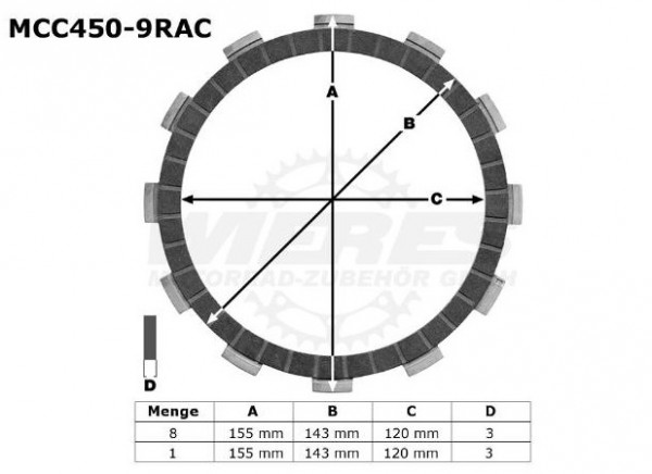 TRW Lucas Racing Kupplungslamellen passend für Yamaha FZ1 YZF R1 RN12 RN19 RN16 MCC450-9RAC