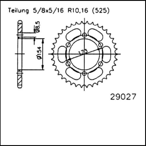 Kettenrad 43 Zähne - (525) passend für Aprilia RST 1000 Futura (Bj.01-04)