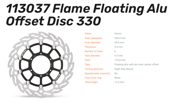 Moto-Master Bremsscheibe Flame Floating-Alu Disc Offset vorne passend für Honda - 113037