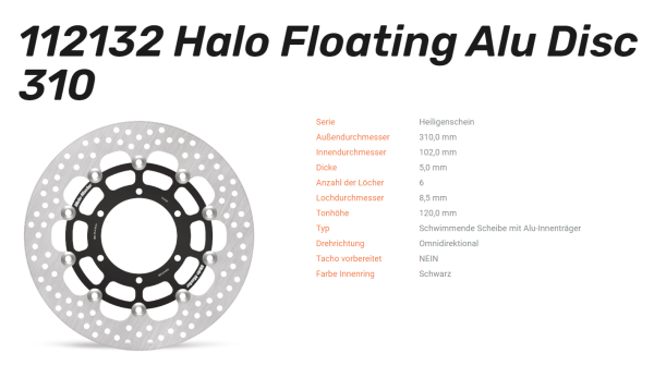 Moto-Master Bremsscheibe Flame Floating Alu-Disc vorne passend für Suzuki - 112132