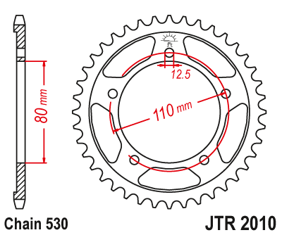 Kettenrad Aluminium 41 bis 48 Zähne (530) passend für Triumph