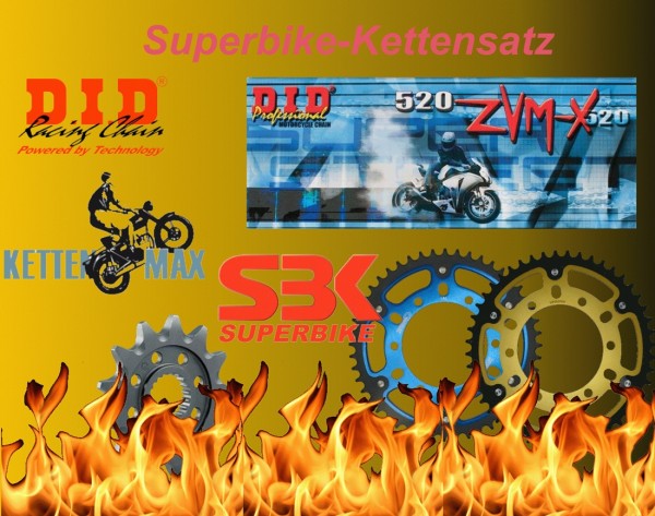 Superbikekettensatz Stealth passend für Honda CBR 900 RR Fireblade SC33 DID 520!ZVM Kette