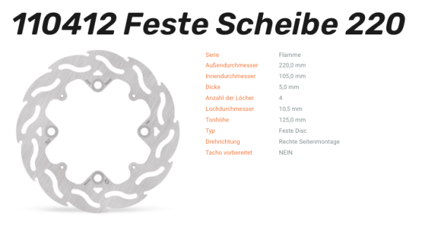 Moto-Master Bremsscheibe Flame hinten passend für Honda - 110412
