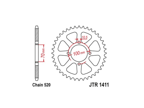 Kettenrad Stahl 50 Zähne - (520) passend für Kawasaki KLT