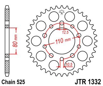 Kettenrad Aluminium 39 bis 48 Zähne (525) Honda