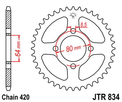 Kettenrad Stahl 26 bis 52 Zähne (420) passend für Yamaha 50 80