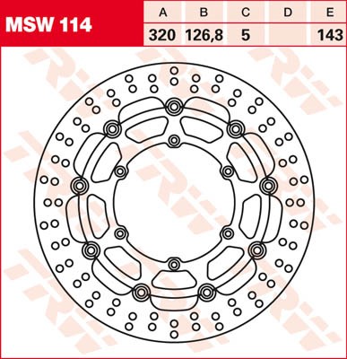 TRW Lucas Bremsscheibe schwimmend vorn MSW 114 mit ABE passend für KTM LC4 660 SMC Supermoto Bj. 03-