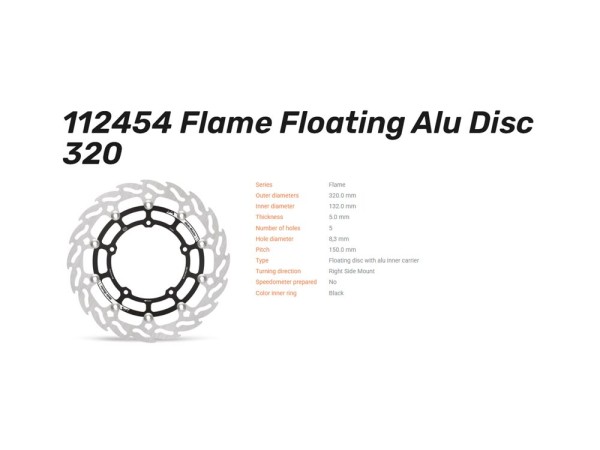 Supermoto 320 Bremsscheibe Flame rechts passend für Yamaha XTZ Tenere 700 Moto-Master 112454 211153