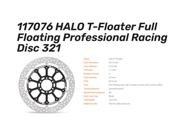 Moto-Master Bremsscheibe vorn Halo T-Floater Full Racing 7.0 - 117076