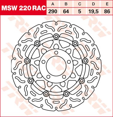 TRW Lucas Racing Bremsscheibe schwimmend vorn MSW 220 RAC mit ABE passend für Suzuki GSX 750 F Bj. 8