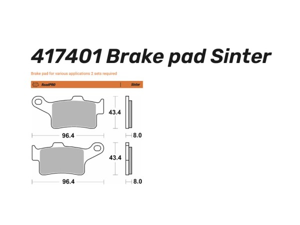 Moto-Master Bremsbelag hinten Sinter Road passend für Harley Davidson - 417401