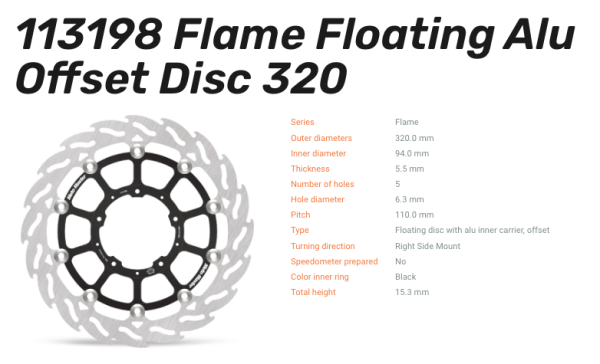 Moto-Master Bremsscheibe Floating-Alu Flame-Racing-Serie vorn passend für Honda - 113198