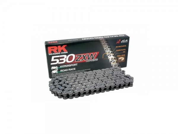 Motorradkette RK 530 ZXW Kette 128 Glieder Motorradkette schwarz / stahl / gold / rot / grün / blau