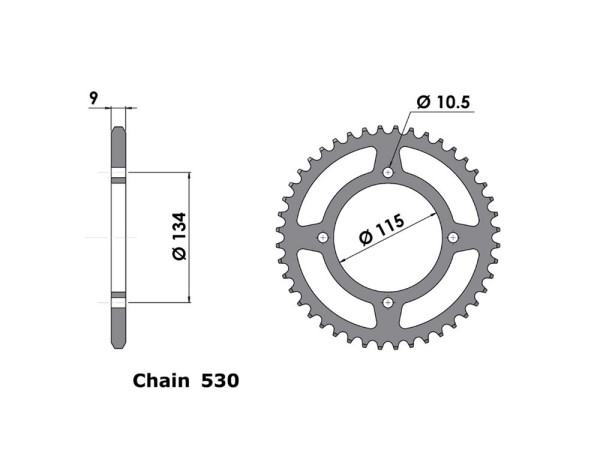 Kettenrad Stahl 42 44 46 48 Zähne - (530) passend für Cagiva 750 Elephant