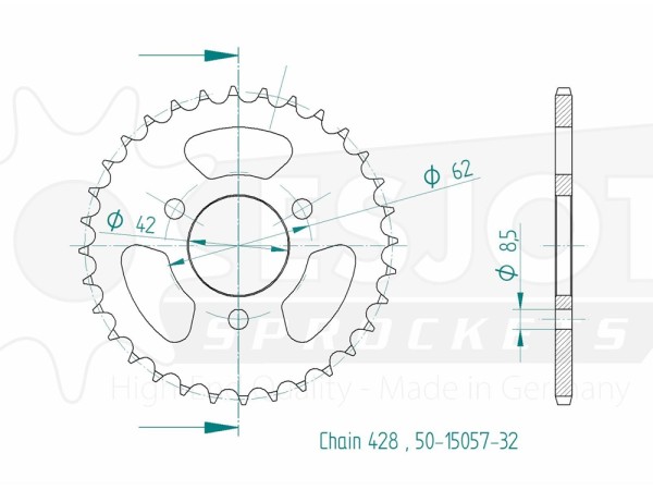 Kettenrad Alu 39 Zähne (520) passend für Fantic Trial / Aprilia TX 300