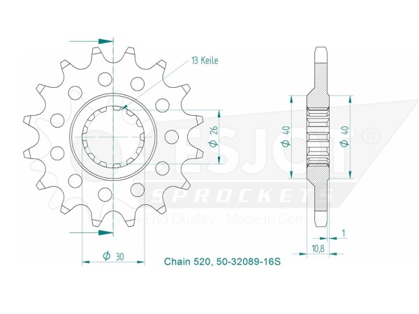 Ritzel Kettenritzel 15 16 Zähne (520) passend für Yamaha MT07 ab 2025