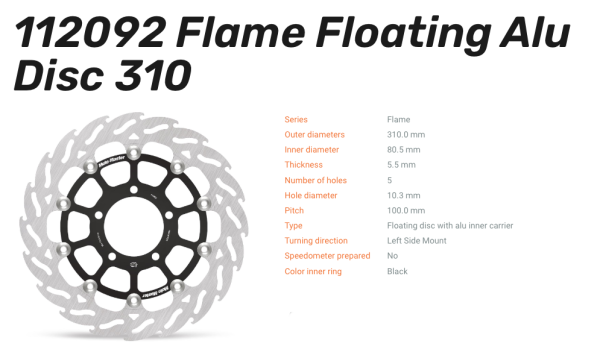 Moto-Master Bremsscheibe Floating-Alu Flame-Racing-Serie passend für Kawasaki - 112092