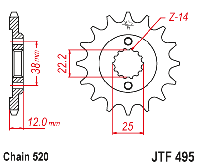 Ritzel Kettenritzel 15 Zähne (520) passend für Ducati 750 Paso / Paso Sport