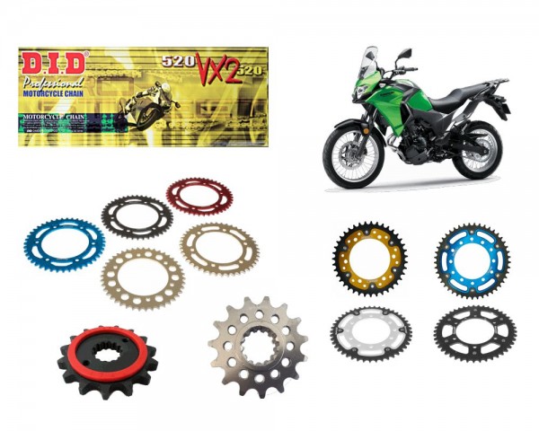 DID Kettensatz passend für Kawasaki KLE300 Versys X / ABS Bj 17 bis 23 mit DID520 diverse Kette