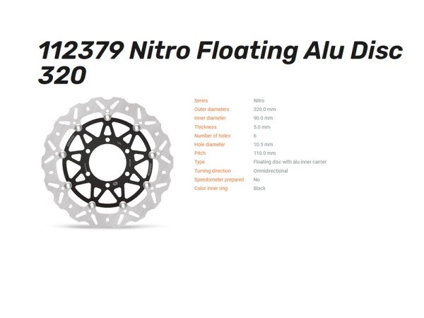 Moto-Master Bremsscheibe Nitro Floating vorn passend für KTM 125/390 Duke (Bj.17-23) Hsq Svartpilen