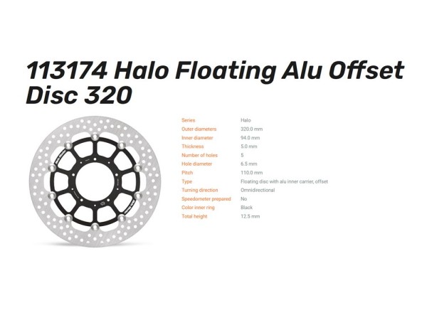 Moto-Master Bremsscheibe Halo floating vorn passend für Honda VFR 1200 F - 113174