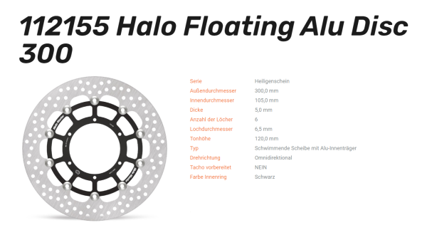 Moto-Master Bremsscheibe Flame Floating Alu-Disc vorne passend für BMW - 112155