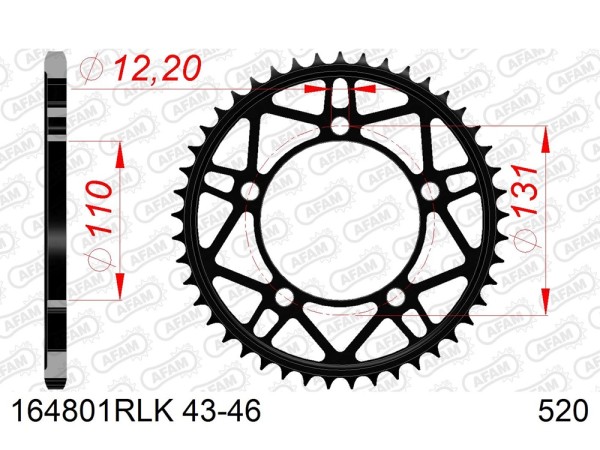 Rennkettenrad Racing Steel 43 bis 46 Zähne - (520) passend für BMW S1000 R / RR / XR