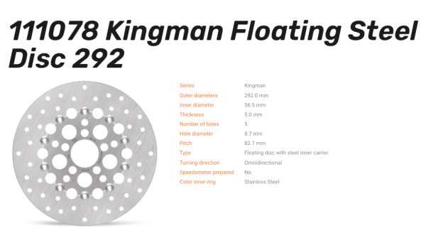 Moto-Master Bremsscheibe Kingman Floating Steel Disc vorn passend für Harley Davidson - 111078