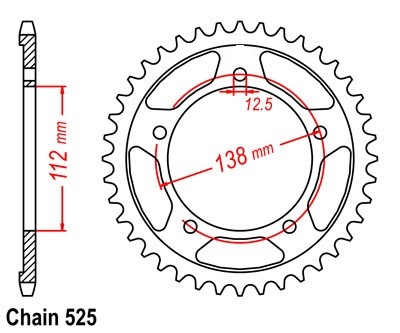 Kettenrad Stahl 38 - 47 Zähne (525) passend für Honda