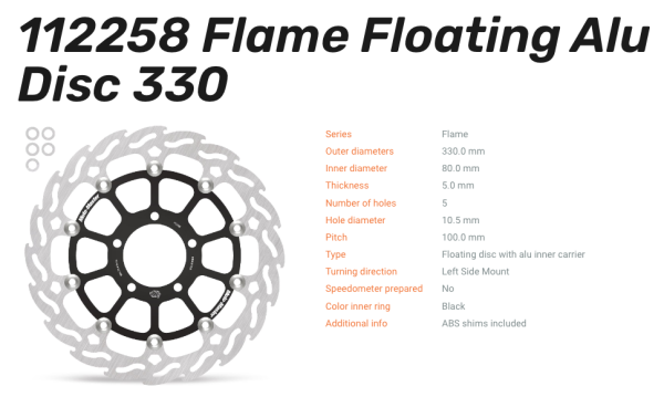 Moto-Master Bremsscheibe Floating-Alu Offset Halo-Serie passend für Kawasaki - 112258