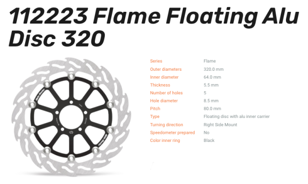 Moto-Master Bremsscheibe Floating Flame-Racing-Serie vorn passend für KTM Superduke - 112223 112222